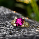 Platinum Ring With a Round Purple-Pink Sapphire