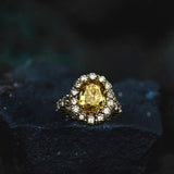 Platinum Ring With a 3.47Ct Natural Oval Diamond, Fancy Intense Yellow