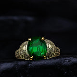 18K Gold Ring With a 3.06Ct Natural Oval Brilliant Emerald, Zambia