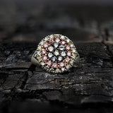 Platinum Ring With 12 Natural Pink Round Diamonds of .53Cttw