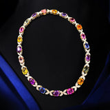 Platinum and 18K Gold Necklace With 21 Natural Multicolored Sapphires