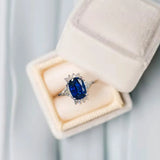 Platinum Ring With a 9.28Ct Cushion Cut Deep Blue Natural Sapphire