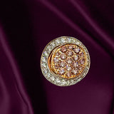 18K White and Rose Gold Ring with Natural Pink and White Round Diamonds